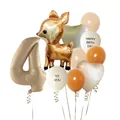 Set de ballons faon de la jungle et chiffre 4 marron pour décoration de 4ème anniversaire - Style Numéro 4