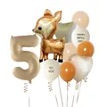 Kit ballons chiffre 5 caramel avec cerf de la jungle et cœurs pour anniversaire - Style Numéro 5