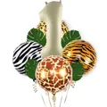 Animal print balloon set with cream number one and jungle safari patterned foils - Number 1