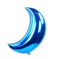 Deep blue metallic moon-shaped foil balloon with reflective mirror finish for parties - 36 Inch / Blue
