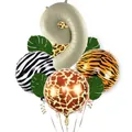 Jungle theme party set with cream number 9 and animal print foil balloons - Number 9