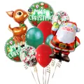 Christmas reindeer and Santa foil balloon bouquet with festive red and green latex balloons - Christmas Theme Style 8