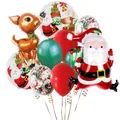 Christmas party balloon set with Santa, Reindeer, and red green latex balloons - Christmas Theme Style 9