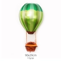 Ballon en aluminium montgolfière 4D à rayures vertes avec panier orange, 90x29cm - Montgolfière Arc-en-ciel Dégradé Vert