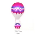 Ballon en aluminium montgolfière 4D avec rayures ondulées rose et violet, 90x29cm - Montgolfière à Vagues Rose