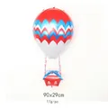 Ballon en aluminium montgolfière 4D avec motif de vagues rouge blanc bleu et panier - Montgolfière à Vagues Rouge Bleu