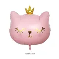Pink crown cat foil balloon with golden eyelashes and 64x73cm size for party decoration - Pink Crown Cat