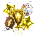 Golden champion trophy balloon set with football, stars, and sports birthday balloons - Champion American Football Trophy Collection