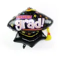 Palloncino laurea tocco 65x66cm con stelle e testo Grad Way to Go per la festa - Tocco a Stella