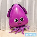 Lila Oktopus Folienballon mit weißen Punkten für Ozean-Motto Geburtstagspartys 66x44cm - Oktopus David