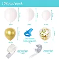 Component breakdown of 108pcs white and gold balloon arch kit with assembly accessories - White Gold Balloon Chain