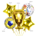 Golden champion trophy balloon set with football stars and birthday sports themes - Yellow Soccer Trophy Collection