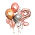 Rose gold 2nd birthday balloon set with number 2 and confetti latex balloons for parties - Number 2 Style (AN02400)
