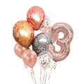 Rose gold 3rd birthday balloon set with happy birthday foil and confetti latex balloons - Number 3 Style (AN02400)