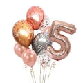Kit de ballons anniversaire chiffre 5 or rose avec confettis et imprimé festif - Style Numéro 5 (AN02400)