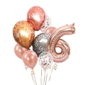 Kit de ballons chiffre 6 or rose avec confettis et ballons joyeux anniversaire en latex - Style Numéro 6 (AN02400)