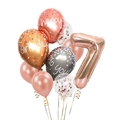 Kit ballon chiffre 7 or rose avec ballons en latex confettis pour déco de 7ème anniversaire - Style Numéro 7 (AN02400)