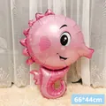 Rosa Seepferdchen-Folienballon mit Cartoon-Motiv für Ozean-Motto-Partys 66x44cm - Seepferdchen Karin