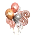Kit de ballons chiffre 8 en or rose avec confettis et ballons imprimés joyeux anniversaire - Style Numéro 8 (AN02400)