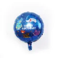 Blauer runder Ozean-Ballon mit Hai-Motiv und Happy Birthday Schriftzug - Meerestiere Geburtstag Rund