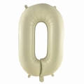 32-inch cream white matte foil balloon in number 0 shape for birthday party decoration - Number 0 / 32 Inch Loose / Cream