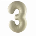 32-inch cream number 3 foil balloon with matte finish for birthday party decoration - Number 3 / 32 Inch Loose / Cream