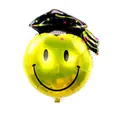 Palloncino laurea smiley medio in alluminio con tocco nero, decorazione da 68x48cm - Smiley di Laurea Cappello Nero Taglia Media