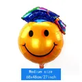 Palloncino di laurea in foil con faccina gialla e tocco blu per decorazione festa - Smiley di Laurea Cappello Blu Taglia Media