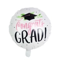Palloncino laurea bianco da 18 pollici con scritta Congrats GRAD e motivo tocco nero - Laurea Bianca da 18 Pollici