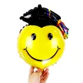 Globo de graduación de aluminio de 16 pulgadas con carita sonriente y birrete - Mini Globo de Cara Sonriente de Graduación