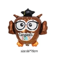 Palloncino laurea gufo 66x70cm con tocco e scritta Congrats Grad per festa di laurea - Gufo Dottore di Laurea