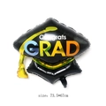 Palloncino in alluminio a forma di tocco di laurea con scritta Congrats GRAD e nappa - Tocco con Scritte Colorate