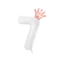 White 32-inch number 7 balloon with pink glitter crown for birthday party decor - White Number 7 With Rose Gold Crown / 32 inch