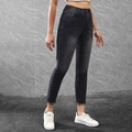 Schwarze Skinny-Jeans für Damen mit ausgefranstem Saum und Stretch-Denim für schlanke Passform - 2XL / Schwarz