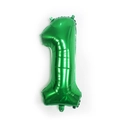 Détail du ballon chiffre 1 vert métallisé avec attaches de suspension pour décoration fête - 32 pouces / Nombre 1 (Vrac)