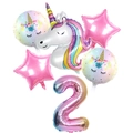 Rainbow unicorn balloon set with 32-inch gradient number 2 and pink star foil balloons - Rainbow Unicorn Number 2 Set