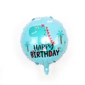 Blue 18-inch round dinosaur foil balloon with Happy Birthday print for kids party - 18 Inch Round Dinosaur Style