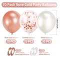 Set da 70 palloncini oro rosa con coriandoli e nastri per decorazioni di feste - Set di Palloncini in Lattice e Nastri / Oro Rosa/Bianco/Coriandoli