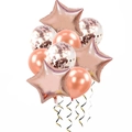 Rose gold balloon set with stars and confetti for birthday party decorations - Rose Gold Style 2