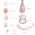 Roségouden Bride to Be ballonset met diamantring, champagnefles en latex ballonnen - Bride to Be Banner Ballon Set