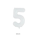 White 32-inch matte finish number 5 foil balloon for birthday party and event decoration - 32 Inch White Number 5