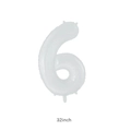 Palloncino numero 6 bianco da 32 pollici con finitura metallica per compleanno - Confezione sfusa / 32 pollici / Numero Bianco 6