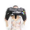 Video game controller balloon for birthday party decoration in black with Game On print - Medium Game Controller