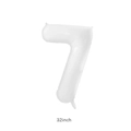 Matte white 32-inch aluminum foil balloon shaped like number 7 for birthday parties - Bulk Packaging / 32 inch / White Number 7