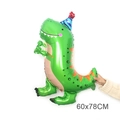 Palloncino dinosauro verde in alluminio con cappello per compleanni 60x78cm - Dinosauro con Cappello di Compleanno Verde