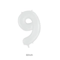32-inch inflatable white number 9 balloon for birthday party decorations with matte finish - Bulk Packaging / 32 inch / White Number 9