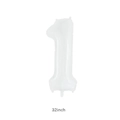 32-inch white number 1 foil balloon for birthday party decorations and events - Bulk Packaging / 32 inch / White Number 1
