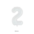 32-inch white number 2 foil balloon for birthday and anniversary party decorations - Bulk Packaging / 32 inch / White Number 2
