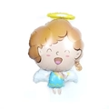 Cartoon baby angel foil balloon with golden halo and white wings for party decor - Angel Boy (Blue)