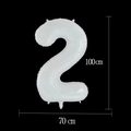 White number 2 foil balloon for parties, size 100cm by 70cm with a pearlescent finish - 40-inch White Digital 2 (individually Packaged In A Transparent Bag)